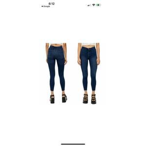 Free People Miles Away High Rise Jeans | Raw Hem Dark Wash Stretch Pull On Jeans